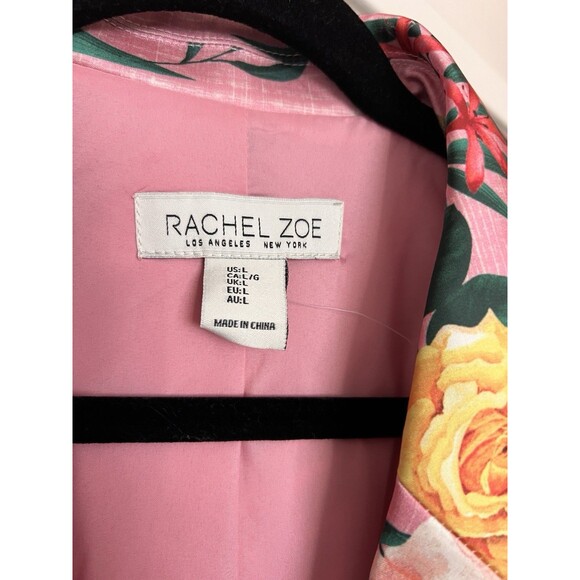 Rachel Zoe Pink Rose Floral Blazer Jacket Single Button Lined Womens Large NWOT - Picture 3 of 12